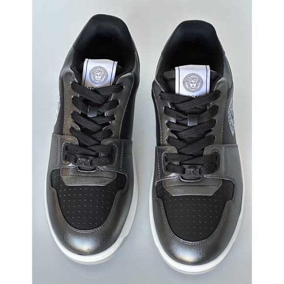 Versace Medusa Men’s Black/Silver Leather Sneakers 8.5 US (41.5) 1013377 IT NIB - Picture 7 of 15